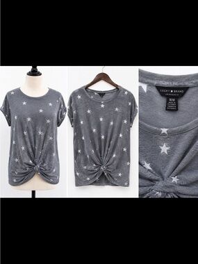 Lucky Brand Charcoal Star Twist Front Tee
